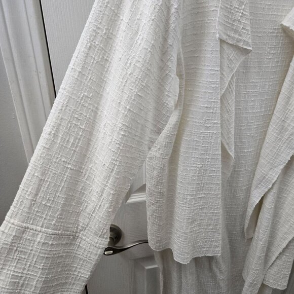 Calvin Tran‎ Cardigan M White Textured Open Front Long Waterfall Avant-garde - Picture 8 of 15
